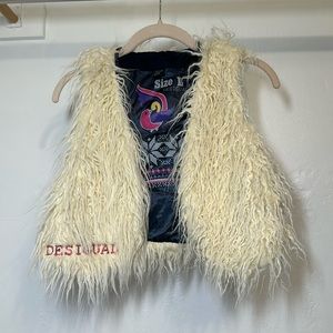 Desigual Girls Fur Vest Size Large